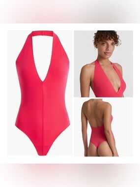 Commando Bright Pink Halter Deep V Bodysuit
